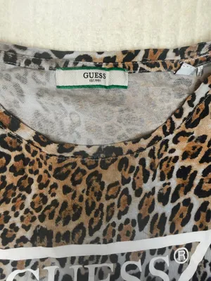 GUESS Beach Leopard Print Logo Crop Top Shirt Size XS thumbnail 2