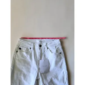 KanCan White High Rise Ankle Skinny Jeans Distressed Frayed Tulip Hem 1/24 NEW thumbnail 7