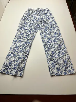 Lulu Mac Blue White Floral Womens XS Pull-on Cotton Pants Pockets Sleep Casual‎ thumbnail 14