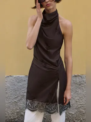 Nwt Zara Halter Lingerie Style Dress Size S thumbnail 3