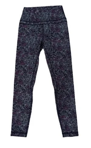 CRZ YOGA Women Black & Pink Floral-Outline High-Rise Leggings thumbnail 1