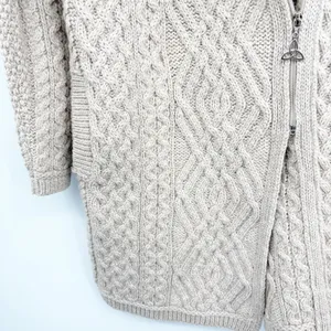 Aran‎ Mor Womens Merino Wool Irish Cable Knit Side Zip Coatigan Sweater Size S thumbnail 9
