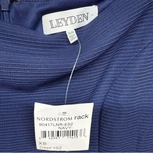 LEYDEN Navy Blue Ribbed Puff Sleeve Mini Dress Size XS thumbnail 5