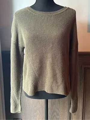 Lucky brand Lace-Back Chunky Knit Sweater - Olive thumbnail 1