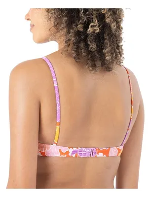 NWT Roxy Floral Bikini Top with Tie Front 19810862714 Lilac Purple Multi L thumbnail 2
