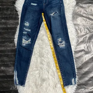 American Eagle Super High Rise Jeggings Dark Wash Distressed Normcore Softgirl thumbnail 6
