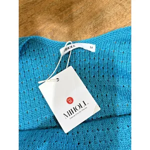 Teal Green Sleeveless Midi Dress – Openwork Crochet Knit | Size M thumbnail 4