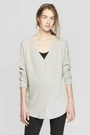 Target Colsie Grey Waffle Knit Button Down Thermal thumbnail 4
