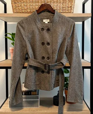 LOFT Tweed Button Placket Tie Waist Blazer, 6 thumbnail 1