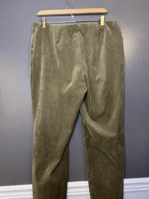 Vintage David Brooks Pants Womens 14 Green Velour Straight Leg Stretch Pull On thumbnail 4