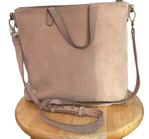 Madewell Soft Pink Suede Crossbody Bag With Top Handles thumbnail 1