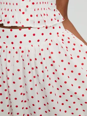 White/Red Polka Dot Maxi Skirt thumbnail 3