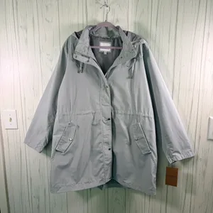 NWT WEATHERPROOF Women's Hooded Rain Coat Anorak-Style Jacket in Grey, 2X thumbnail 4