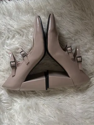 Marc Fisher Charisy Beige Women’s Tapered Patent Leather Block Heel Shoes Size8M thumbnail 3