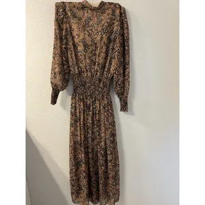 Waverly Grey Floral‎ Brown Printed Chiffon Brynlee Dress Size XS(No Belt) thumbnail 3