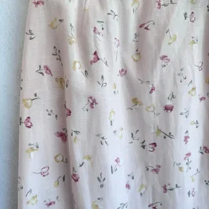 Coldwater Creek Linen Blend Floral Midi Skirt Pink White Cottagecore vintage M thumbnail 6