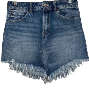 🆕‎ FREE PEOPLE WE THE FREE Bailey Denim Fringe Raw Edge Mini Skirt EUC Size 26 thumbnail 2