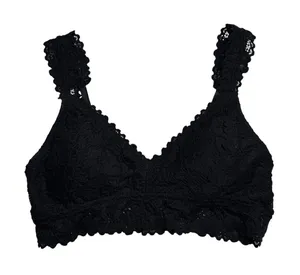 Black Floral Lace Bralette M Coquette Soft Goth Balletcore thumbnail 1