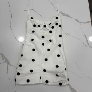 For Love And Lemons Dress Size Medium White Black Polka Dot Mini Linen Blend thumbnail 4