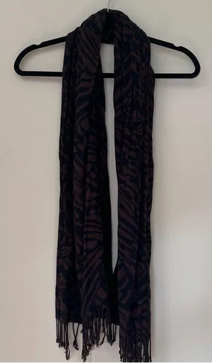 Black and Brown Zebra Animal Print Scarf thumbnail 1