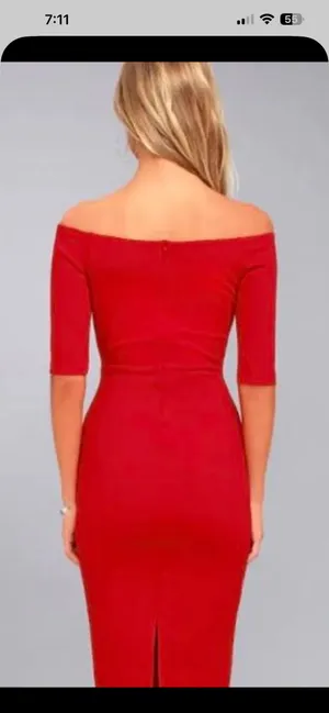 Lulus Red Dress Midi Bodycon thumbnail 2