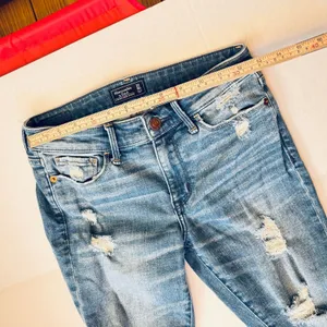 Abercrombie & Fitch Karper super skinny distressed faded blue jeans sz 00 thumbnail 10