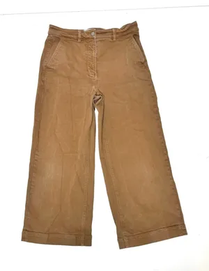 Everlane High Waist Cropped Wide Leg Regular Pants Camel 14 thumbnail 1
