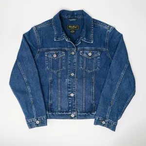 Vintage 90s Eddie Bauer Denim Jacket - Dark Blue Jean Trucker Jacket thumbnail 1