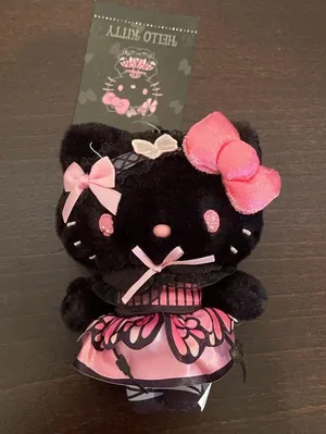 Hello Kitty Butterfly Mascot Holder Black Bag Charm by Sanrio New With Tags thumbnail 1