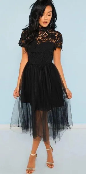 SheIn Black High Neck Dress thumbnail 1