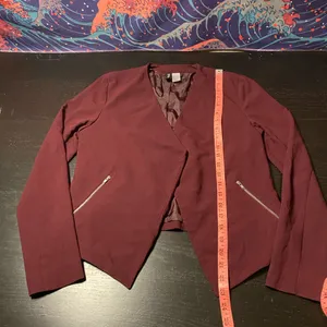 H&M Wine Open-Front Blazer with Zip Pockets thumbnail 4