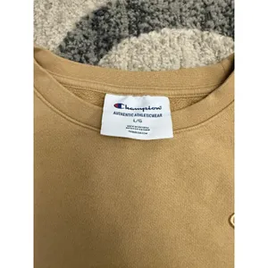 Y2K Champion Crewneck Sweatshirt‎ Embroidered Logo Tan L thumbnail 3