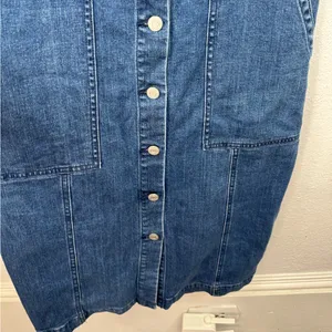 GAP Denim Overall Dress Womens Size L Medium Wash Blue Sleeveless Pockets thumbnail 5