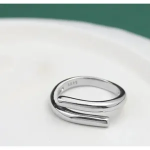 Boutique Unisex Solid Wrap‎ 925 Sterling Silver Band Ring, Adjustable thumbnail 14
