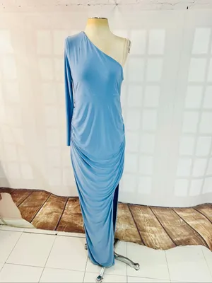 Club L NWT Powder Blue Paloma Maternity One Sleeve Asymmetric Maxi Dress Size 10 thumbnail 3