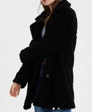 American Eagle black fur longline jacket thumbnail 1