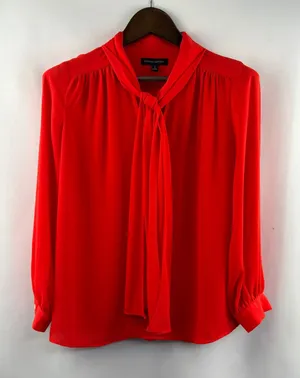Women’s Banana Republic Small Bright Red Long Sleeve Blouse thumbnail 1
