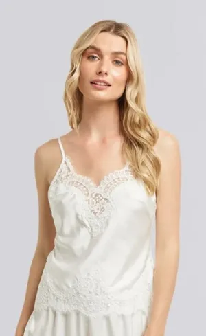Homebodii Sian Luxury Satin White Lace Cami Sz. XS thumbnail 1