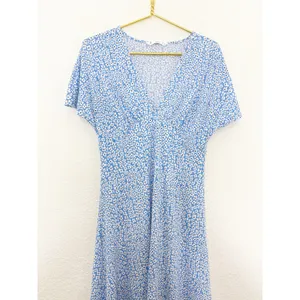 Mango Poma Floral Midi Dress Size Medium Blue Cottage Coquette Chic Jersey thumbnail 10