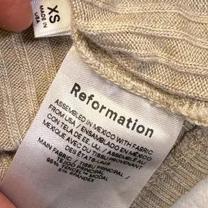 Reformation Tan Ribbed Knit Button Front‎ Cardigan Collared Long Sleeve XS thumbnail 3