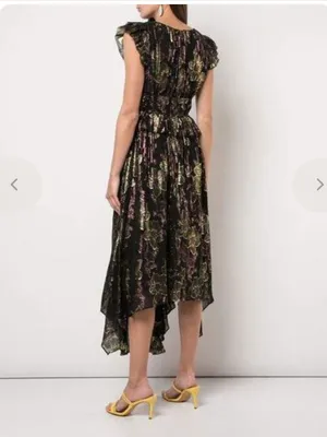 Ulla Johnson Nerissa Dress Black Floral High-Low Ruffle Midi Dress thumbnail 10
