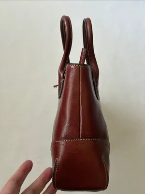 Fossil Classic Brown Leather Tote Bag with Gold Key Charm thumbnail 16