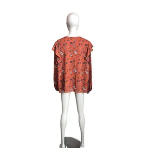 Loft Orange and Blue Flower Patterned Blouse thumbnail 4