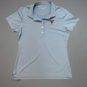 Peter Millar Women's Golf Polo Shirt Medium Blue Performance Logo Texas‎ SPF50 thumbnail 1