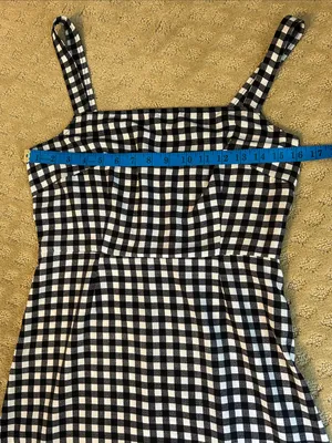 bp Black and White Gingham Square-Neck Mini Dress, Small thumbnail 5