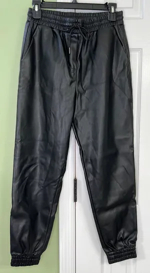 Bebe Faux Leather Black Jogger Pants thumbnail 1