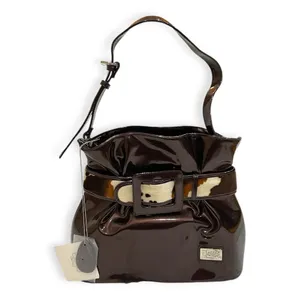 Beijo Copper Brown Faux Leather Bag with Cow Hair Belt Detail NWT thumbnail 12