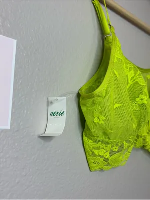 Aerie neon green lace fairy boho cute bralette medium casual sexy new women thumbnail 2