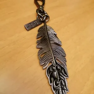Jessica Simpson Pewter Solid Feather Color Keychain Bag Charm, Luggage Charm thumbnail 2