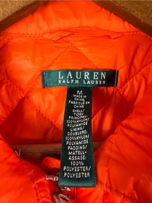 Lauren Ralph Lauren hunter orange quilted puffer vest size medium thumbnail 2